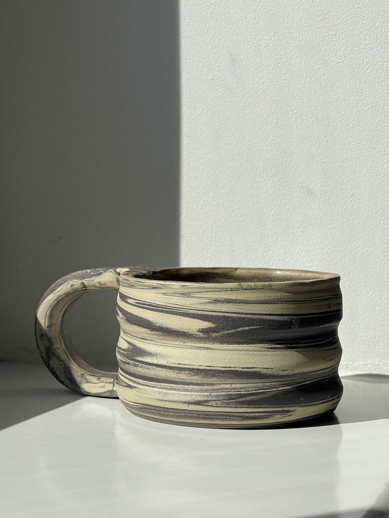 Coffee - U Cup with Handle - Black & White Marble - 200ml