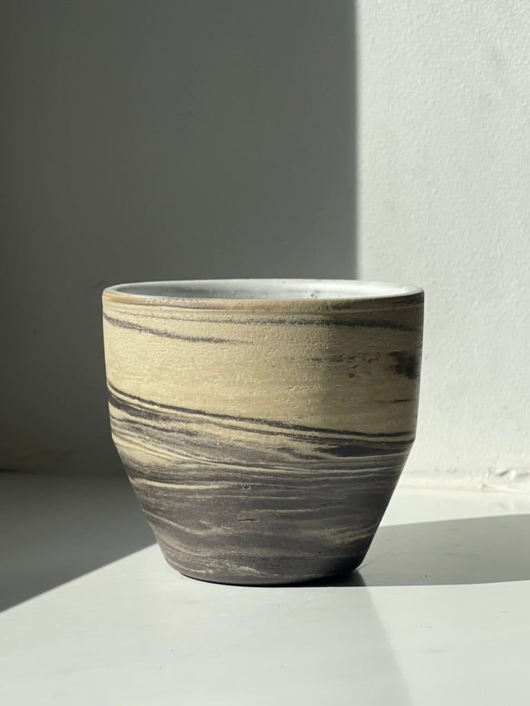 Flat White - V Cup - Black & White Marble with White Inside - 200ml
