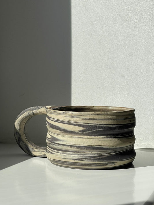 Coffee - U Cup with Handle - Black & White Marble - 200ml