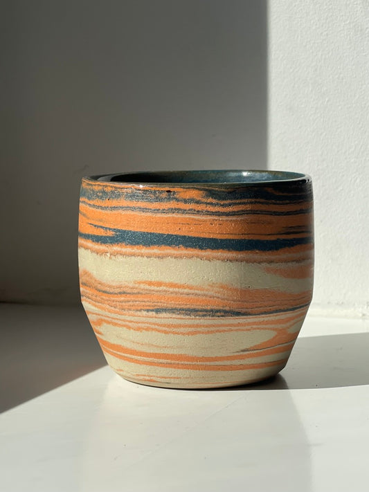 Flat White - V Cup - Blue & Orange Marble 200ml