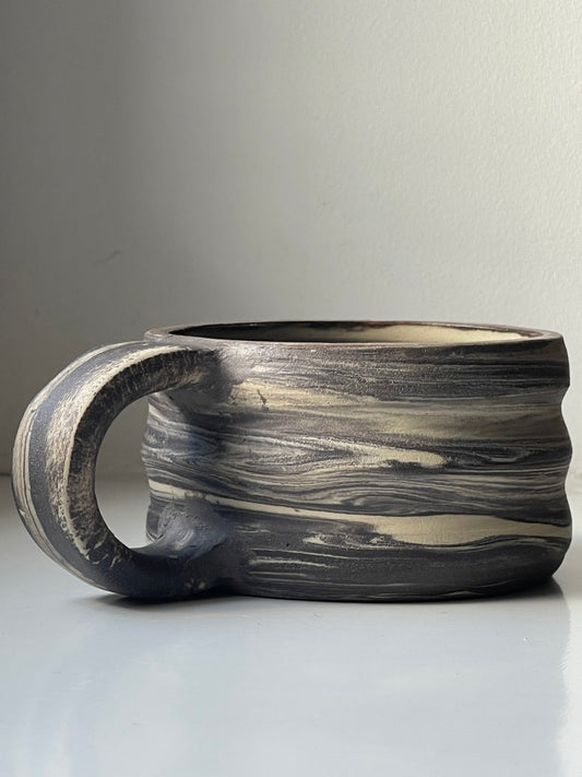 Coffee - U Cup with Handle - Black & White Marble - 200ml